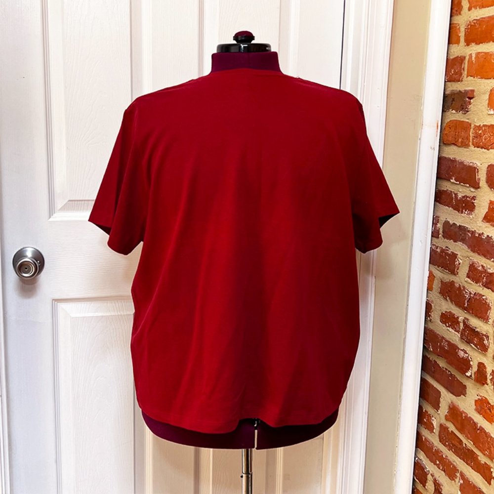 Lane Bryant Venezia Dark Red Heavyweight Crew Neck Short Sleeve T-Shirt - Picture 3 of 4